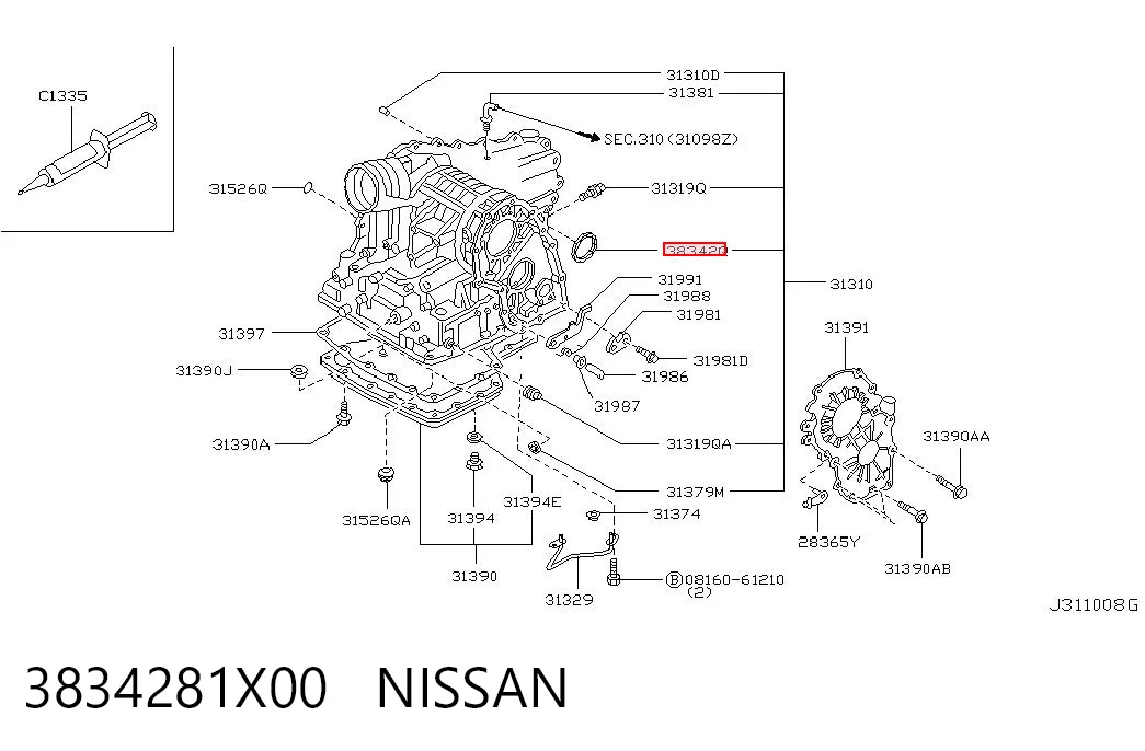 3834281X00 Nissan/Infiniti Сальник піввісі переднього моста, лівої