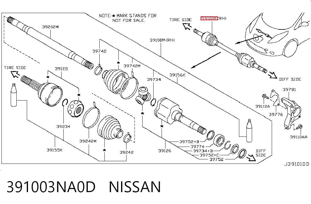  Піввісь права Nissan LEAF 1