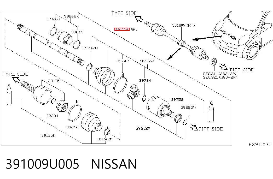 Привід передній правий на Nissan Note  E11
