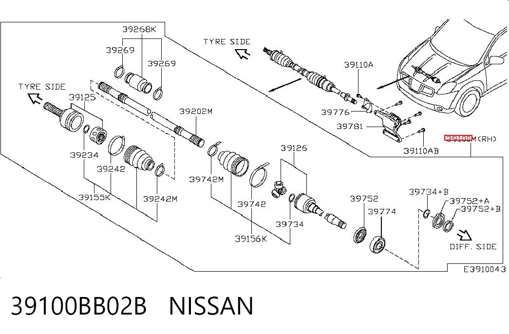 Привід передній правий на Nissan Qashqai I J10
