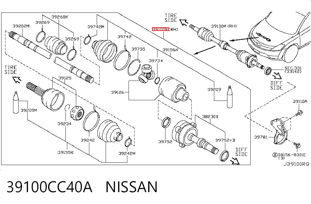 Привід передній правий на Nissan Murano  Z50