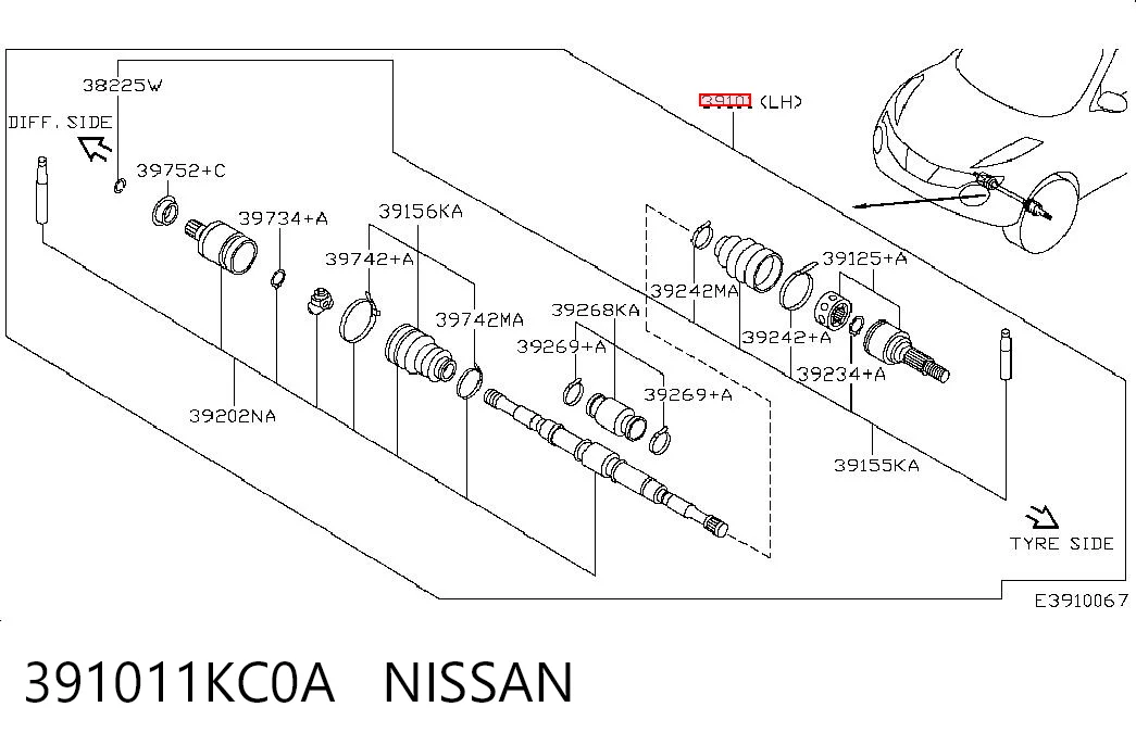  Ліва піввісь Nissan JUKE 