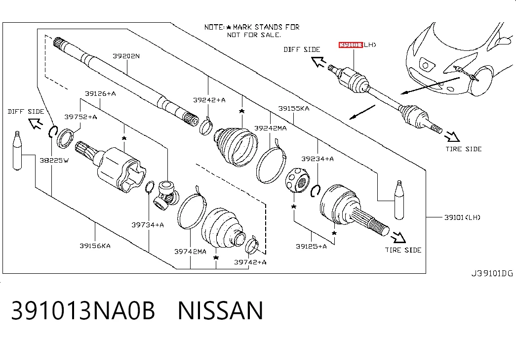 Привід передній лівий Nissan LEAF I хетчбек (ZE0) (2010 - 2012) ціна, від 66.12 USD