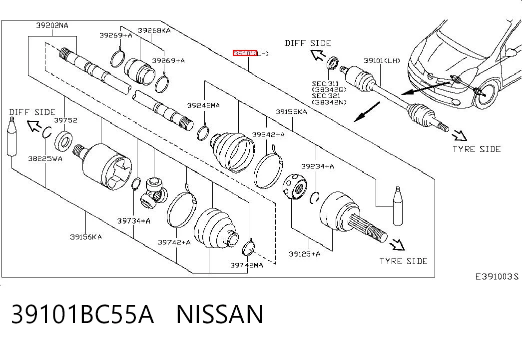 Ліва піввісь BGADS6310L BGA