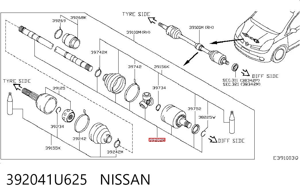 Граната внутрішня ліва на Nissan Micra  K12
