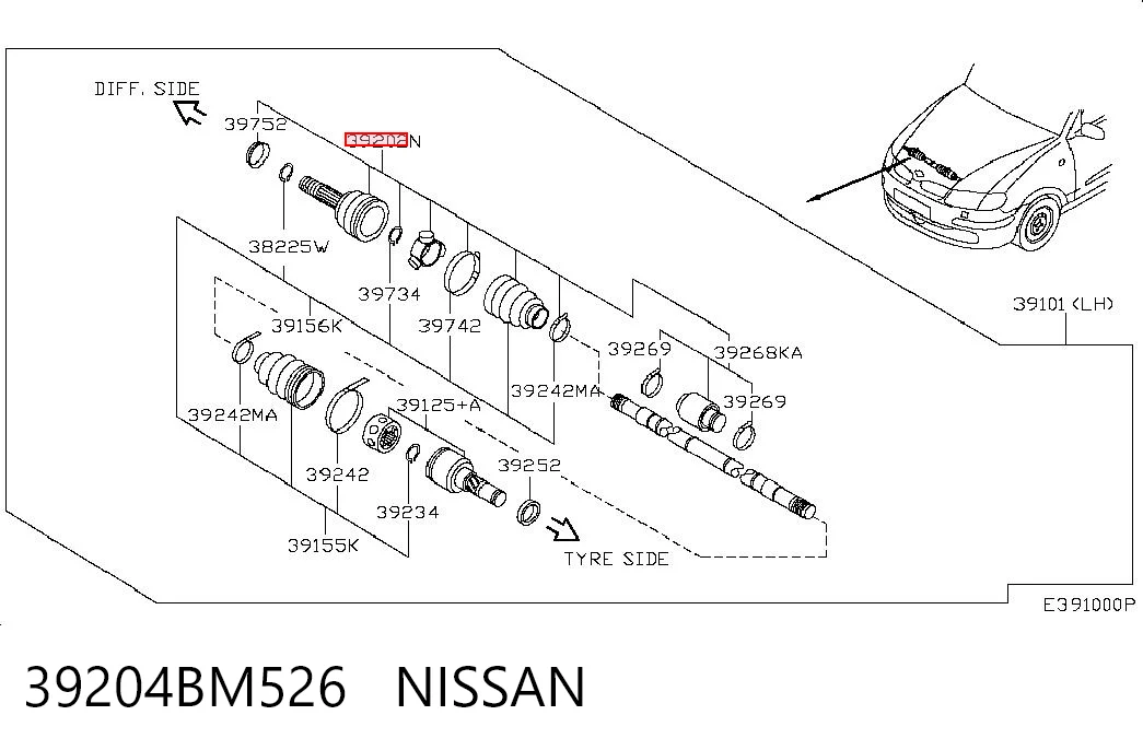 Купити Ліва піввісь Nissan Almera II N16