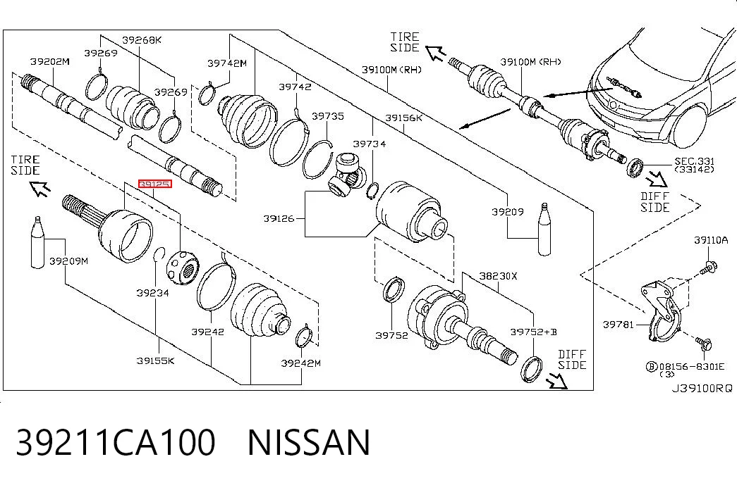 Купити ШРУС зовнішній передній Nissan Murano  Z50