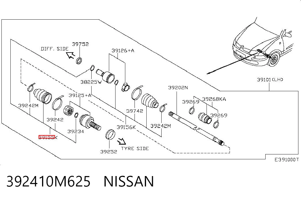  Пильник ШРУСа зовнішній Nissan Almera 1