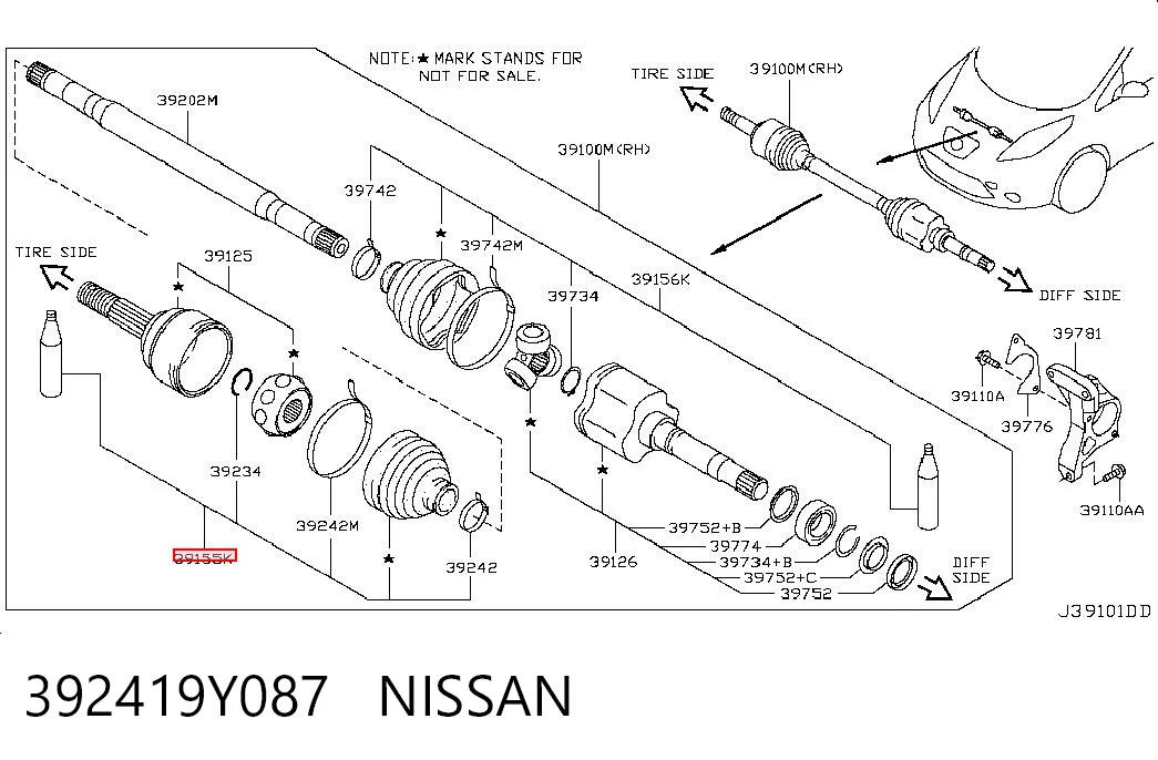 Пильник ШРКШа зовнішній, передній піввісі Nissan Teana J32