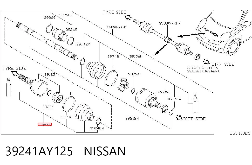 Купити Пильник ШРУСа зовнішній Nissan Micra  K12