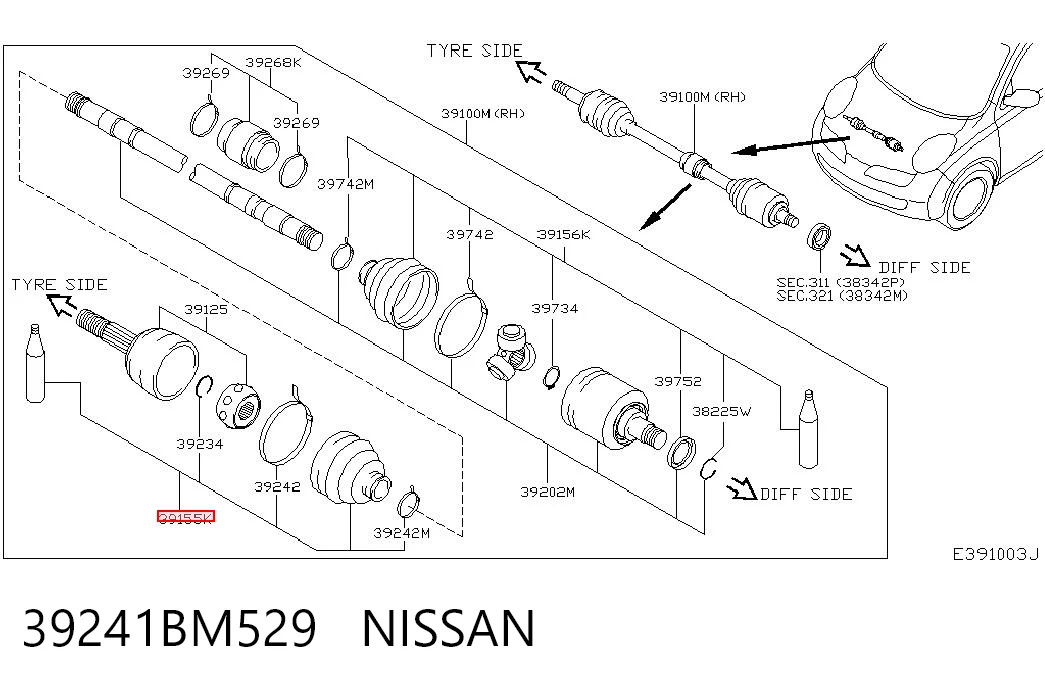 Пильник шарніра кутових швидкостей зовнішній передній Nissan Note мінівен (E11) (2006 - 2012) ціна, від 17.29 USD