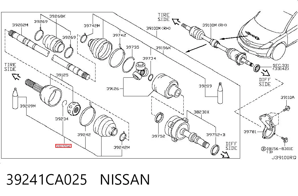  Пильник ШРУСа зовнішній Nissan Murano 