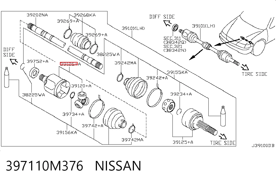 Купити ШРКШ внутрішній, передній, лівий Nissan Primera  P12