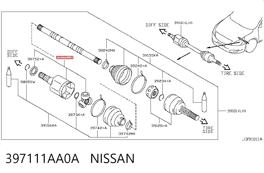 ШРКШ внутрішній, передній, лівий Nissan Teana седан (J32) (2008 - 2013) ціна, від 66.71 USD