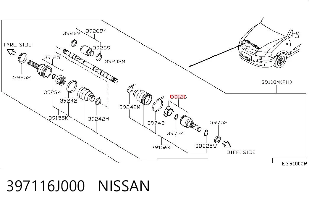 ШРКШ внутрішній, передній, правий Nissan Primera седан (P12) (2002 - 2008) ціна, від 49.21 USD