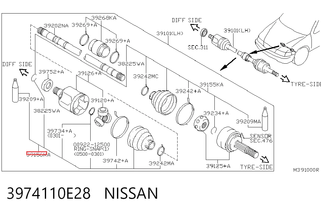 Пильник ШРКШ внутрішній, передній півосі на Nissan Almera TINO V10