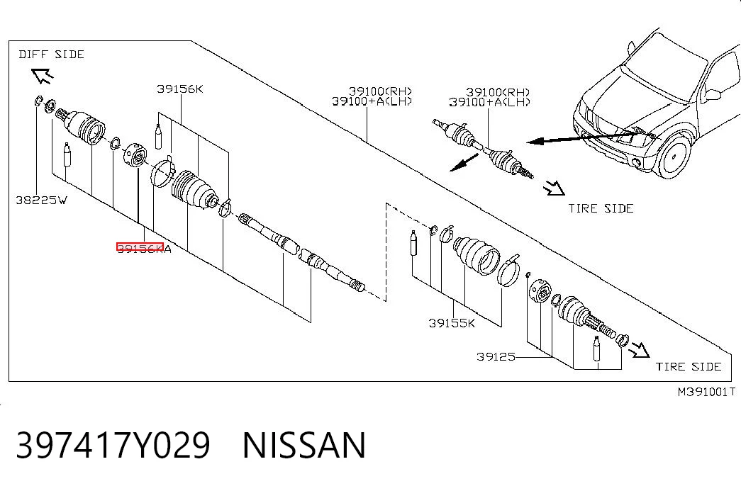 Шарнір кутових швидкостей передній лівий Nissan Navara NP300 III пікап (D40) (2004 - 2015) ціна, від 37.15 USD