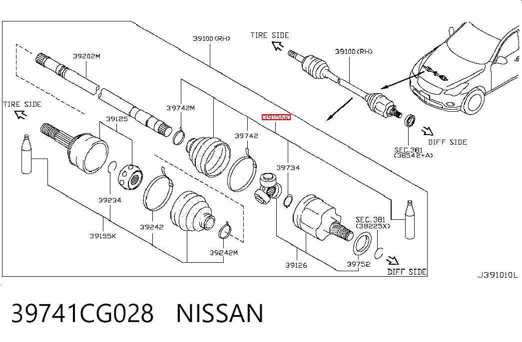 NI0028 DAC Пильник ШРКШ внутрішній, правий