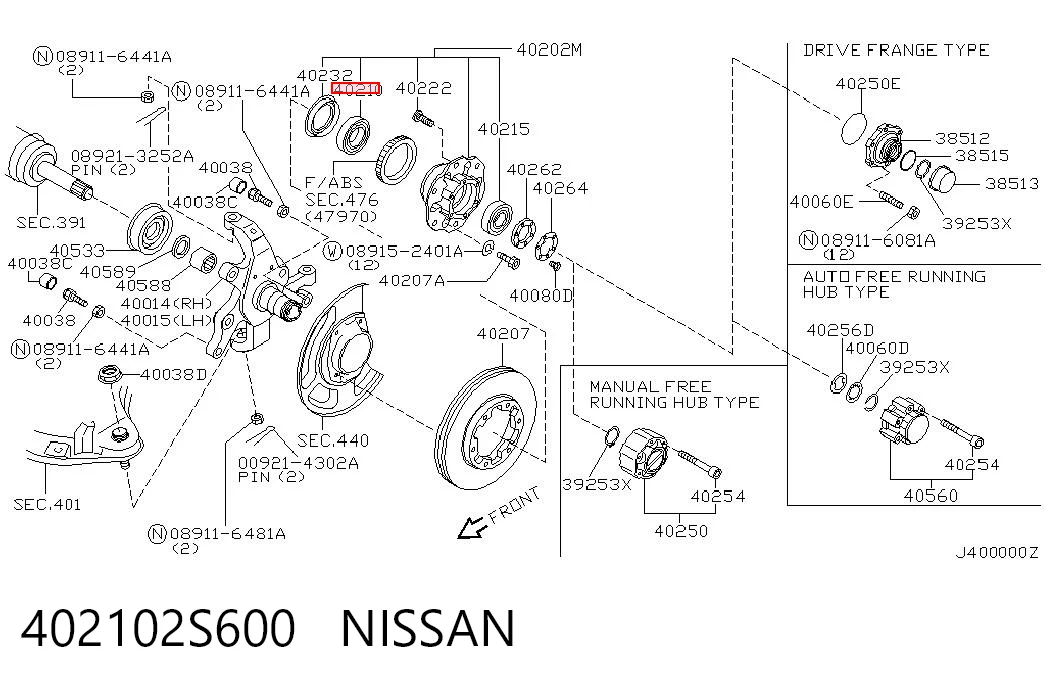 Підшипник маточини передньої, внутрішній LM60304911 NTN