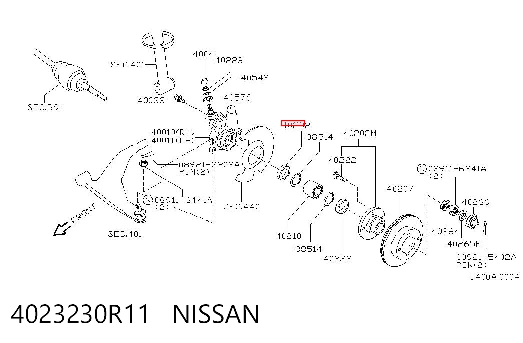 4023230R11 Nissan/Infiniti Сальник передньої маточини