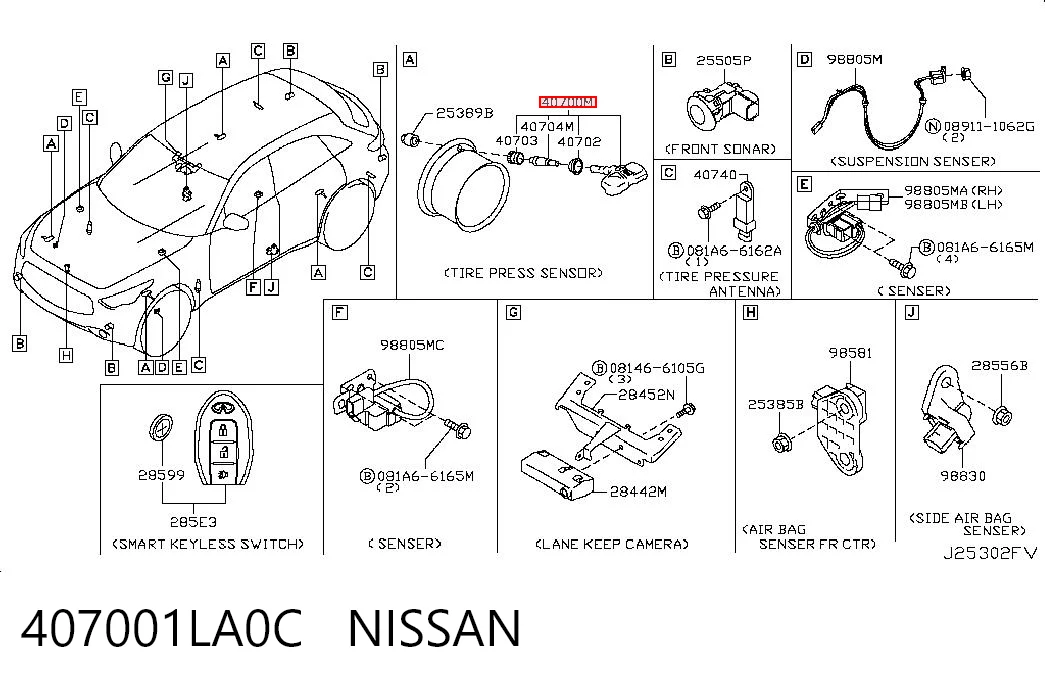 407001LA0C Nissan/Infiniti Датчик шин