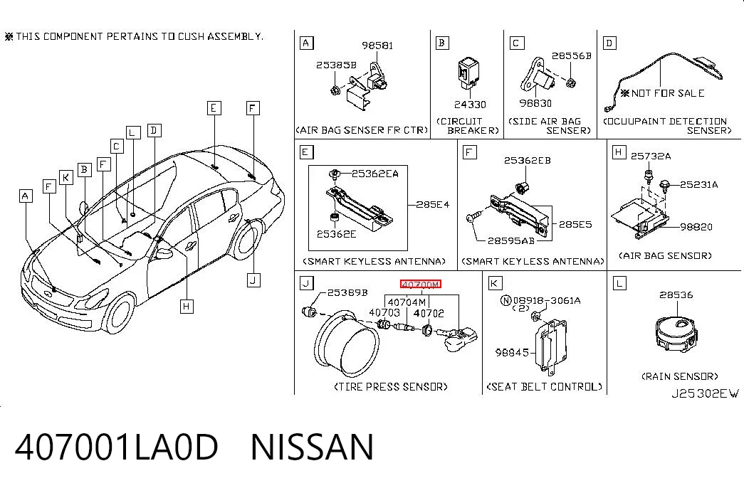 407001LA0D Nissan/Infiniti Датчик шин