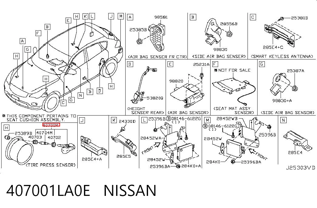 407001LA0E Nissan/Infiniti Датчик шин