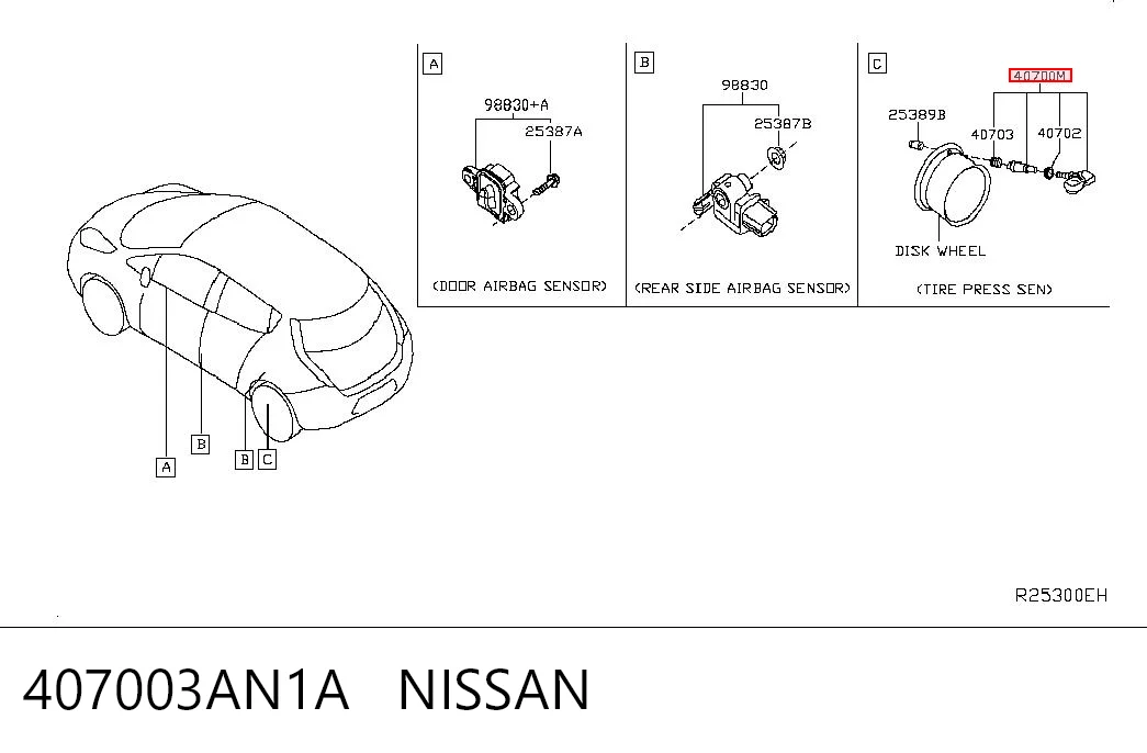 407003AN1A Nissan/Infiniti Датчик шин