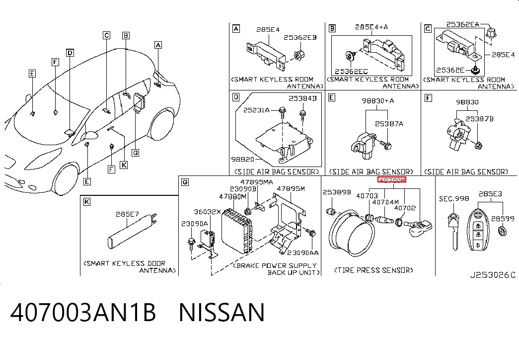 407003AN1B Nissan/Infiniti Датчик шин