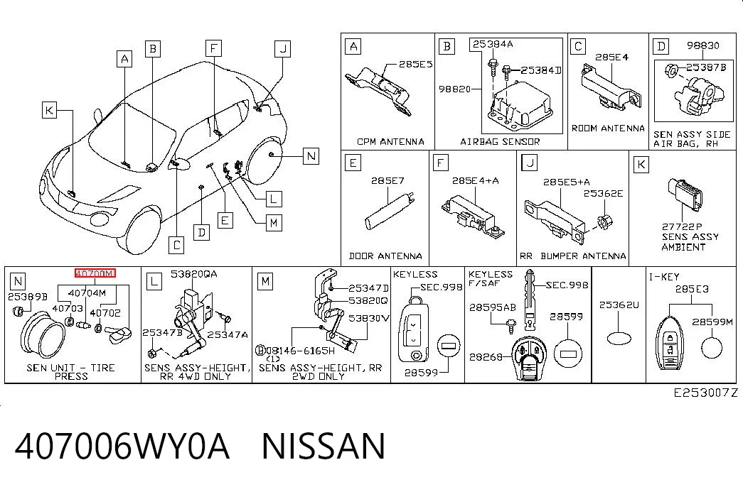 407006WY0A Nissan/Infiniti Датчик шин