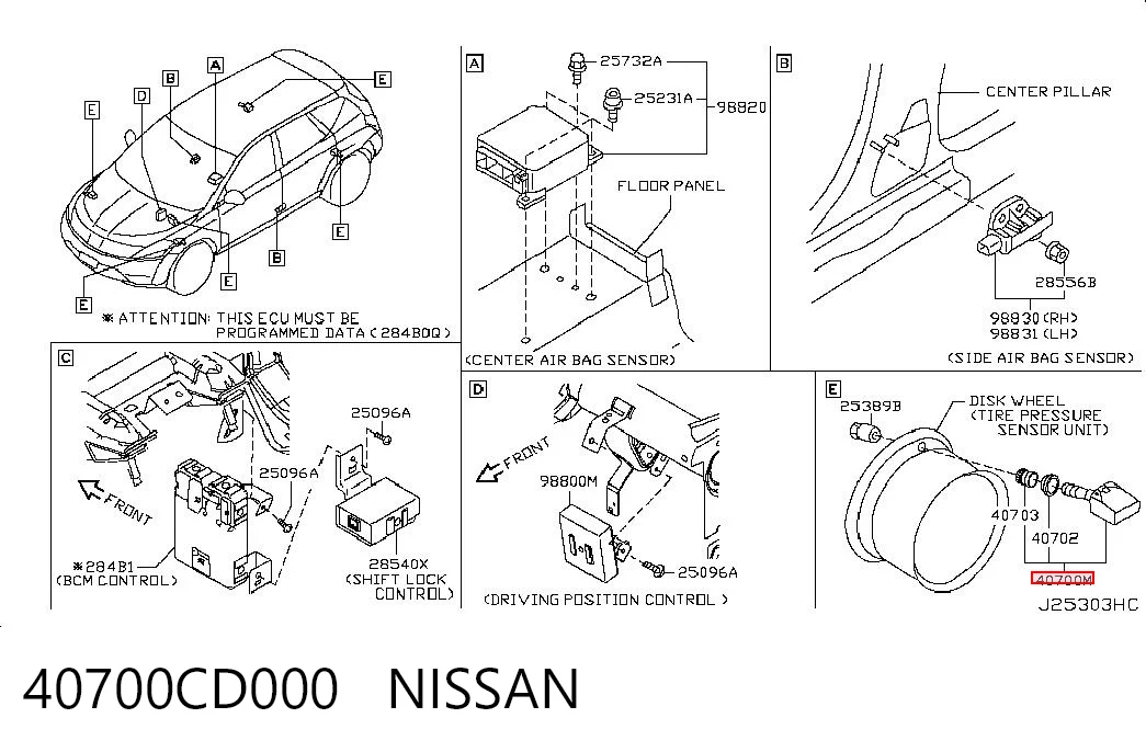 40700CD000 Nissan/Infiniti Датчик шин