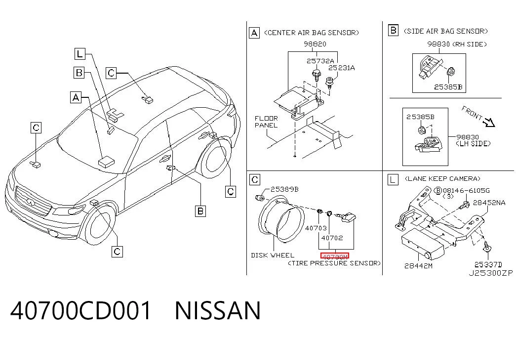 40700CD001 Nissan/Infiniti Датчик шин