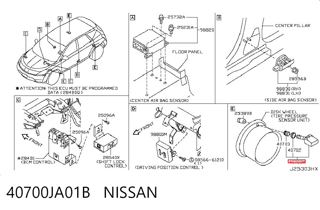 40700JA01B Nissan/Infiniti Датчик шин