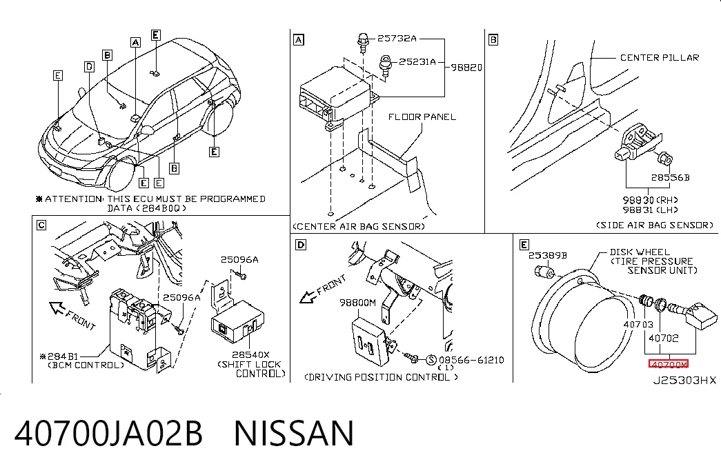 40700JA02B Nissan/Infiniti Датчик шин