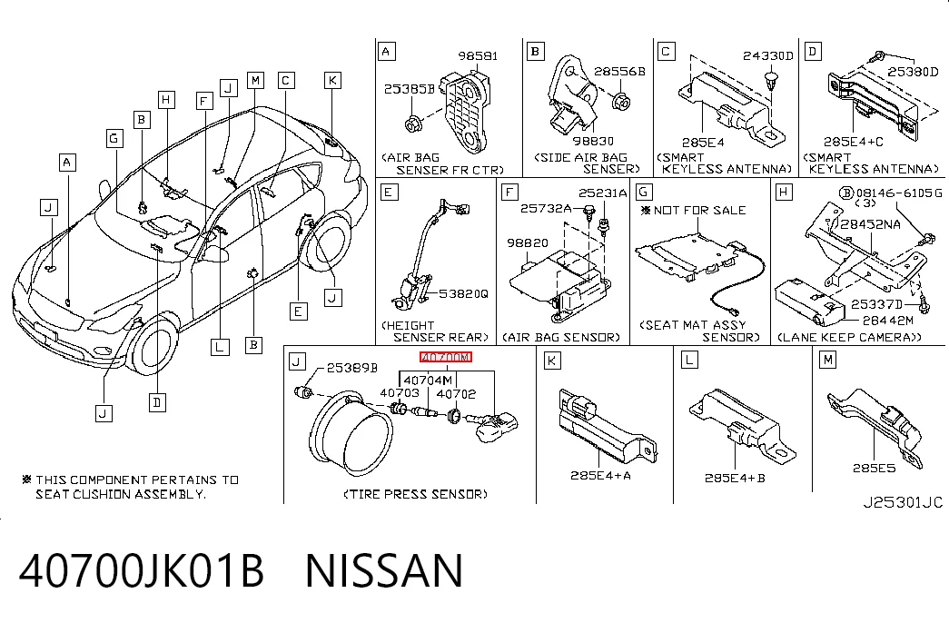 40700JK01B Nissan/Infiniti Датчик шин