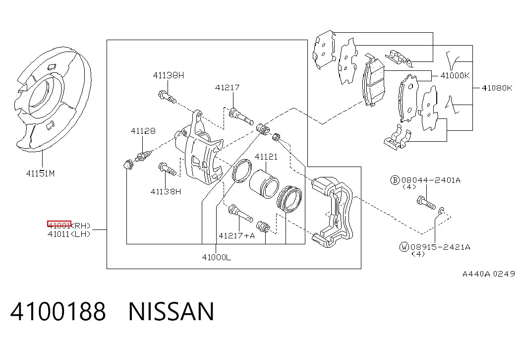4100188 Nissan/Infiniti Супорт гальмівний передній правий