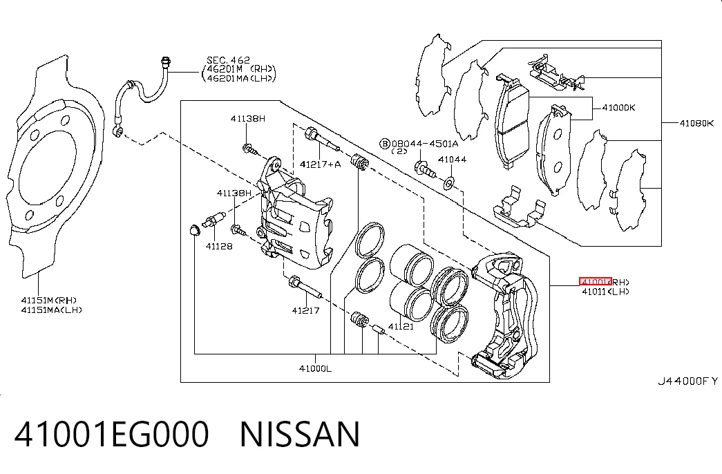41001EG000 Nissan/Infiniti Супорт гальмівний передній правий