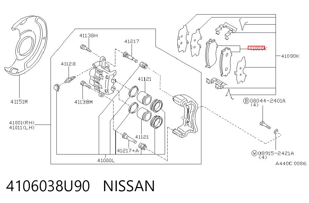  Передні тормозні колодки Nissan Maxima 