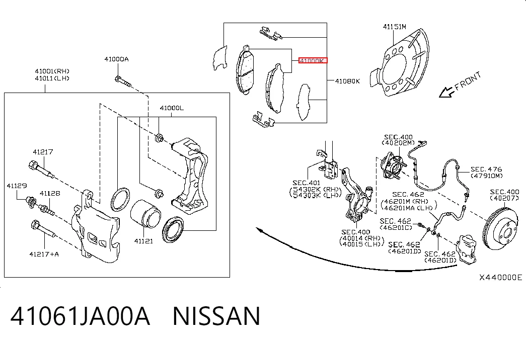 41061JA00A Nissan/Infiniti Передні гальмівні колодки