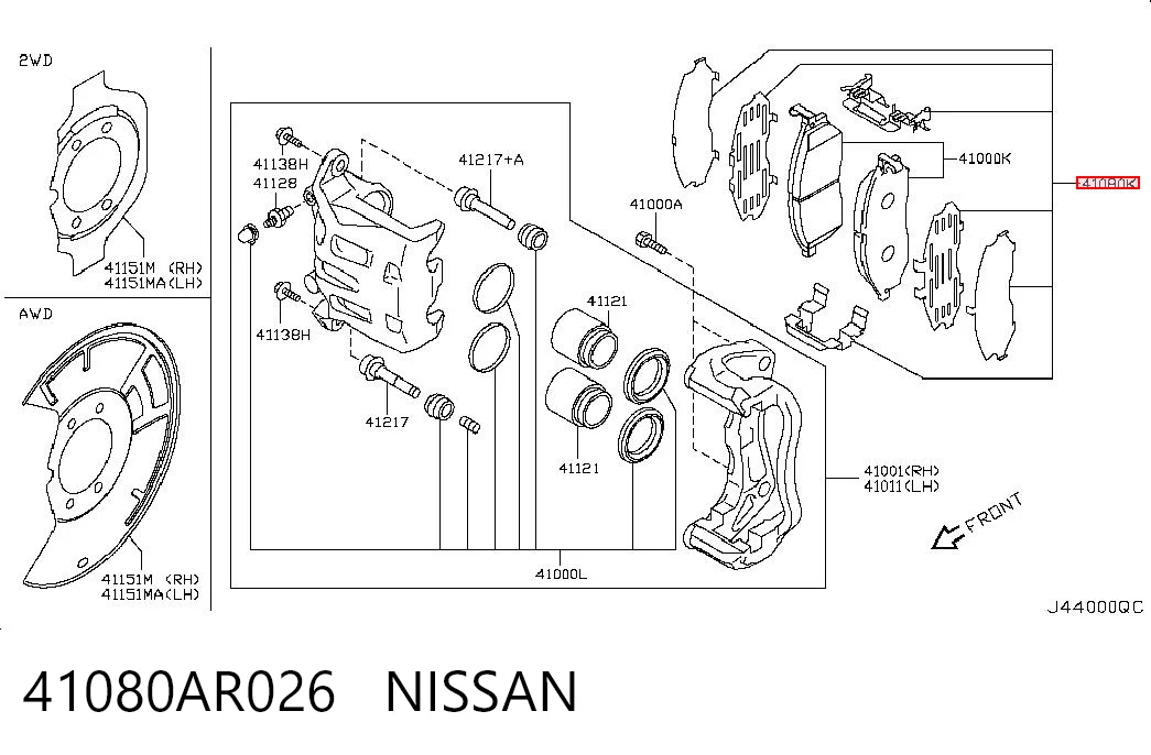 41080AR026 Nissan/Infiniti Передні гальмівні колодки