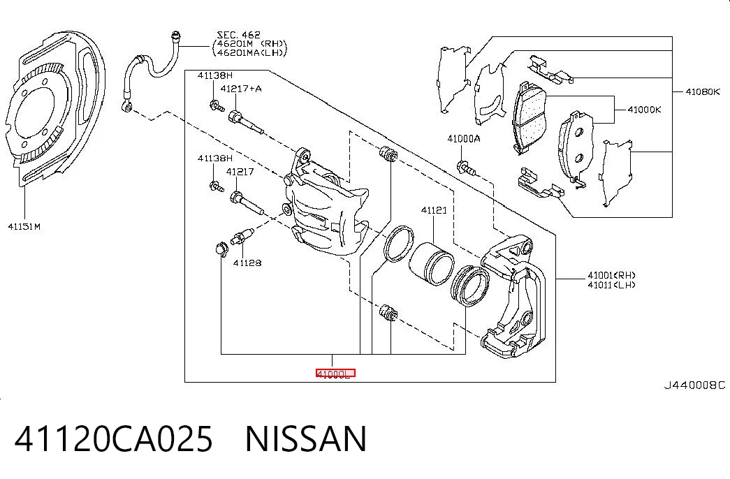 Купити Ремкомплект переднього супорту Nissan Murano  Z50