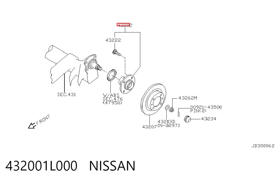 432001L000 Nissan/Infiniti Маточина задня