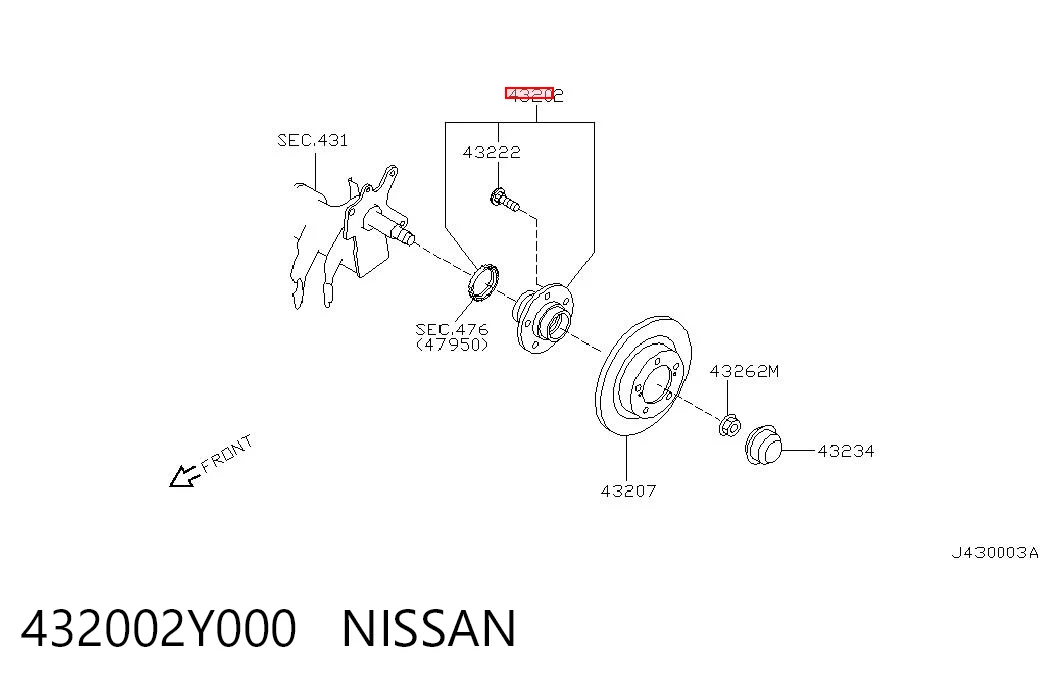 432002Y000 Nissan/Infiniti Маточина задня
