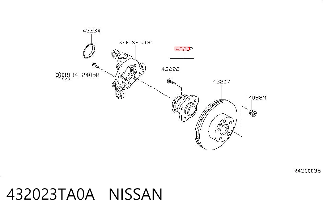 432023TA0A Nissan/Infiniti Маточина задня