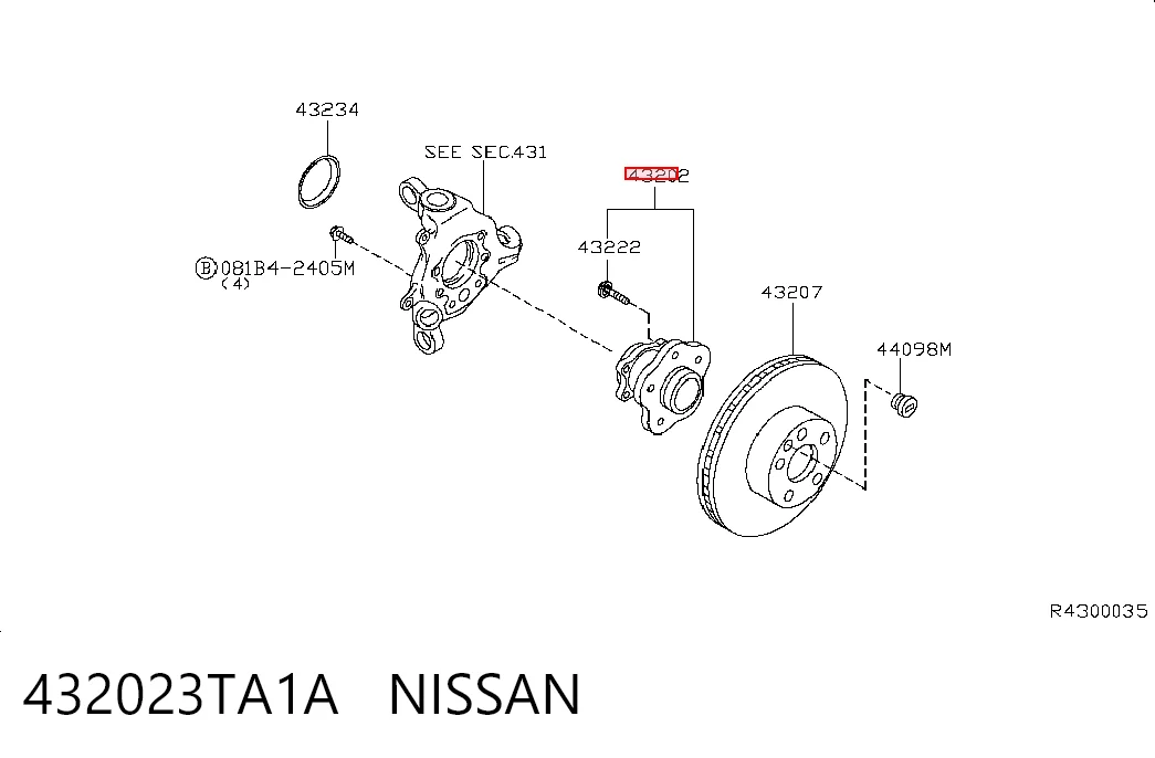 432023TA1A Nissan/Infiniti Маточина задня