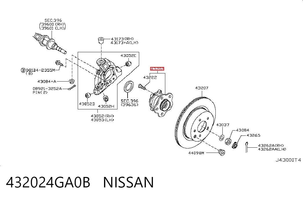 432024GA0B Nissan/Infiniti Маточина задня