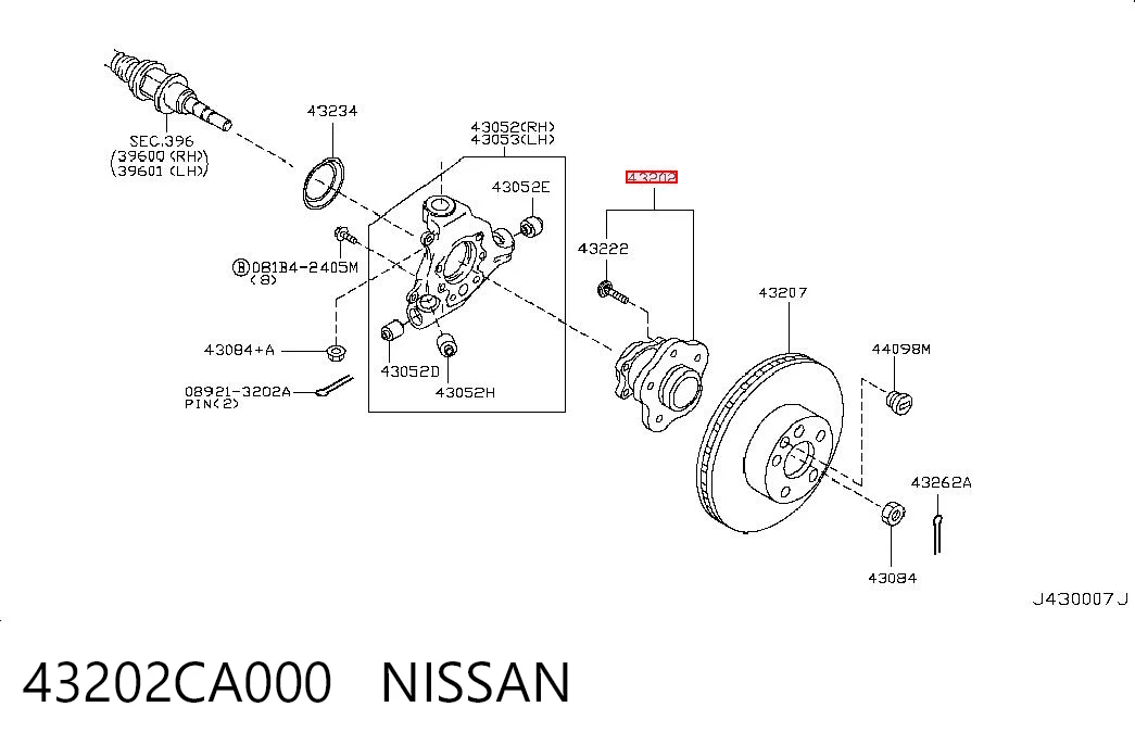 43202CA000 Nissan/Infiniti Маточина задня