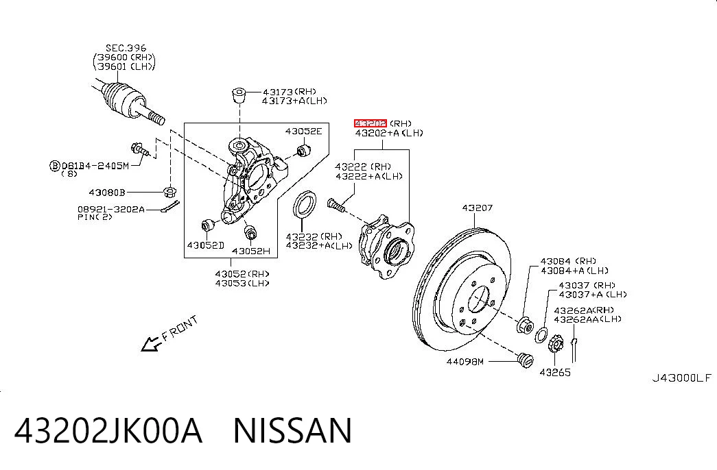43202JK00A Nissan/Infiniti Маточина задня