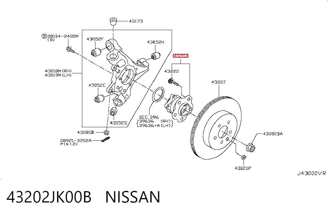 43202JK00B Nissan/Infiniti Маточина задня