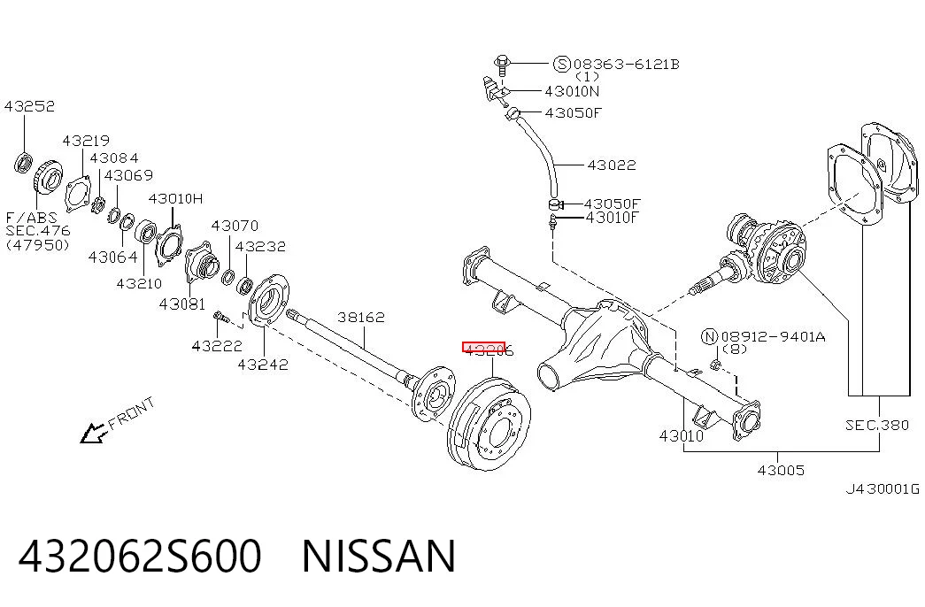 432062S600 Nissan/Infiniti Барабан гальмівний задній